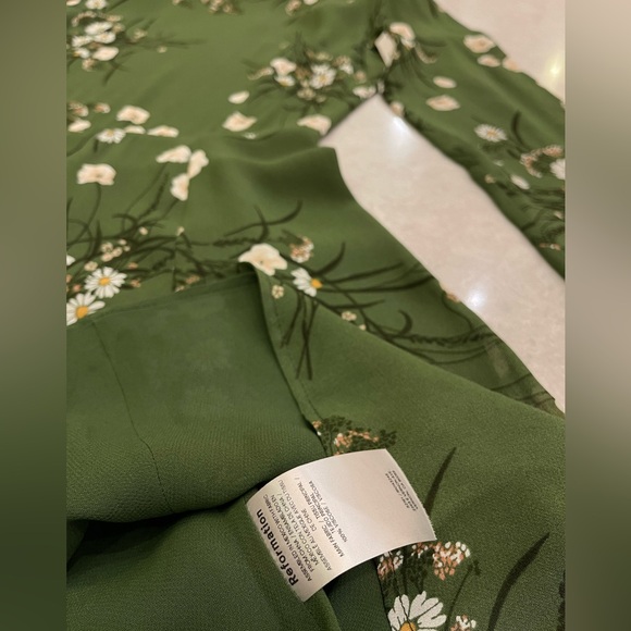 Reformation Persis Dress in Lomita Green Floral Mockneck Long Sleeve Size 10 - Picture 13 of 15